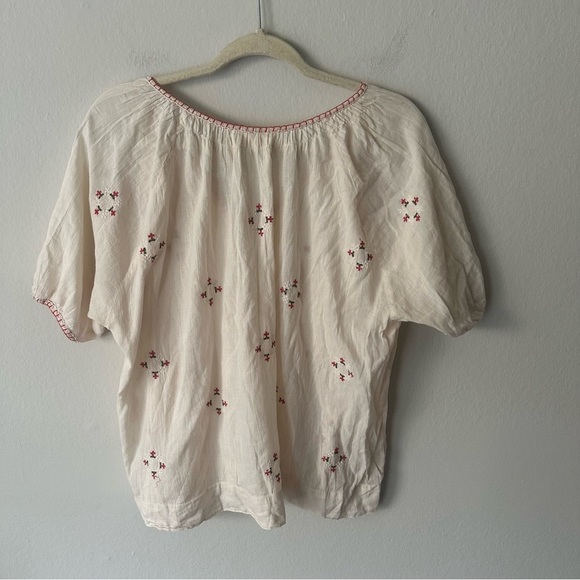 THE GREAT. Ivory Blouse with Scarlet Accents - Picture 11 of 12